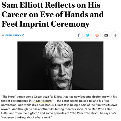Sam Elliott Reflects on His Career on Eve of Hands and Feet Imprint Ceremony